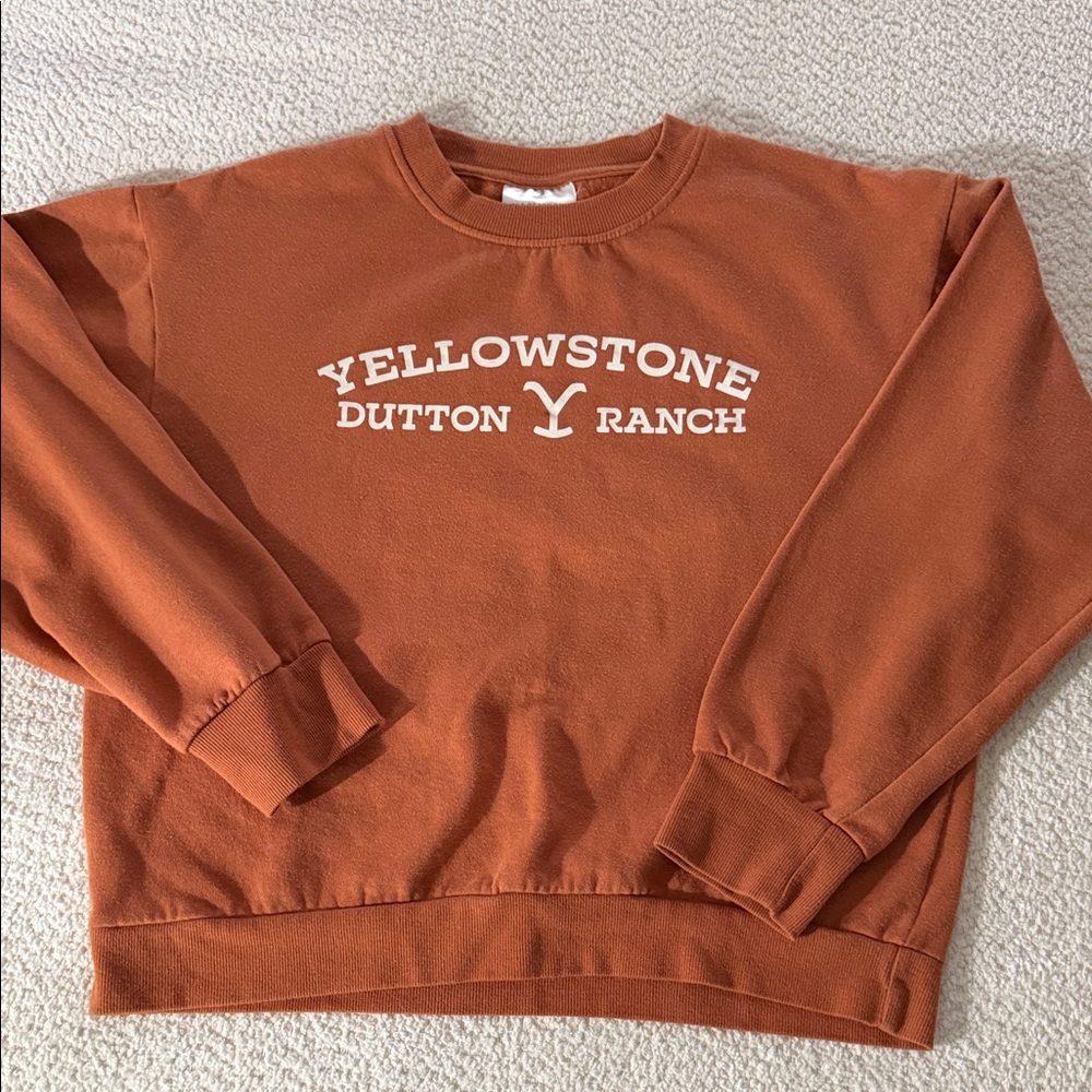 Yellowstone Dutton Ranch Crop Sweatshirt - Rust Color - size Large